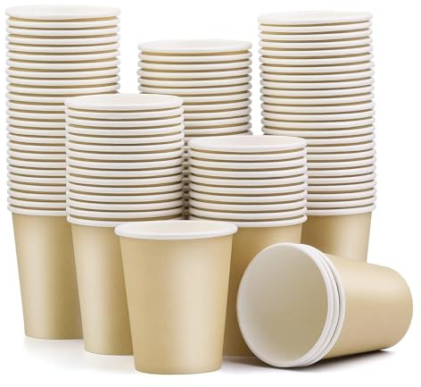 MASPHY 100 Stück Khaki Pappbecher, 240ml/8 oz Kaffeebecher Pappe Einweg