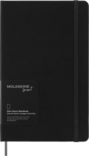 Moleskine Smart Notebook, Smart Writing System, Digitales Smart-Notizbuch mit Festem Einband, Blanko-Seiten und Praktischem Gummizugverschluss, Großformat 13 x 21, Farbe: Schwarz