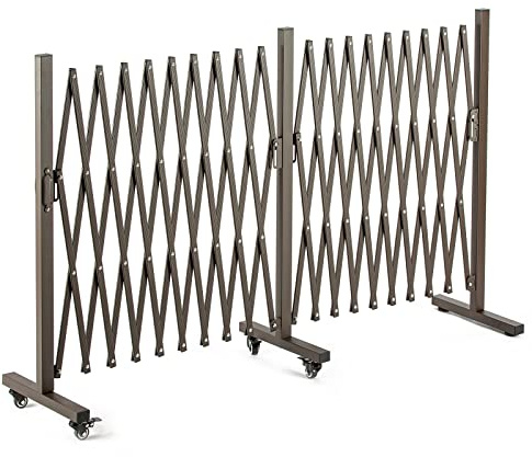 TECSPACE Aluminum Expandable Garden Fence, Portable Barricade Gate with Casters, Expansion Size 201×15.2×40.6 inches, Adjustable Flexible Fence Mobile Barricade Safety Barrier