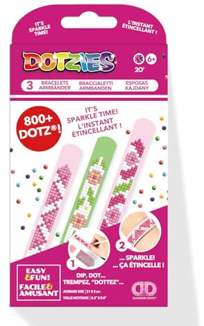 DIAMOND DOTZ DOTZIES 2592748 Original 5D Diamond Painting Armbänder Set, Pink, DIY Freundschaftsbänder mit Glitzersteinen, Diamanten-Bastelset für Kinder ab 6 Jahren
