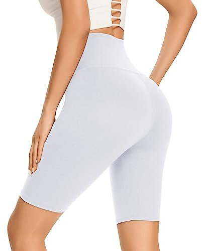 Gayhay Radlerhose Damen Knielang High Waist Kurze Sporthose Radler Yoga Shorts Leggings Sommer Weiß,S-M