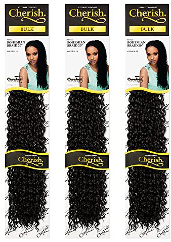 Cherish/Bohemian Braid Bulk 20'' / Crochet Hair Braids/Colour - 1B / Pack of 3