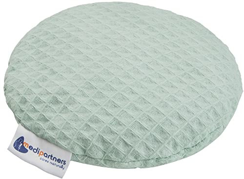 Medi Partners Coussin chauffant en noyaux de cerises pour bébé 180 g rond 15 cm 100% coton naturel chaleur + thérapie par le froid (Menthe)