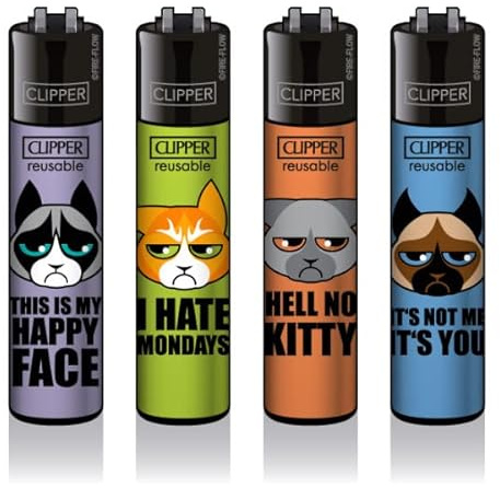 Clipper® Feuerzeug - Neue Motive 2023 + Crystal Balls (Angry Cats)