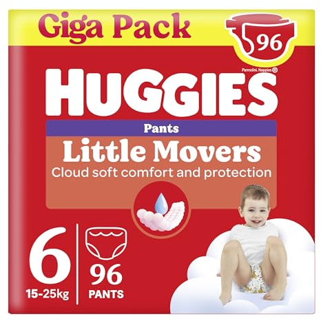Huggies Little Movers Pañal Braguita para Bebé con Diseños Disney Talla 6 (15-25 kg), 2 Packs de 48, Total 96 Pañales