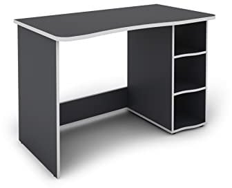 byLIVING Schreibtisch NEO/Gaming-Tisch in Anthrazit mit Kanten in Weiß/Mit viel Stauraum/Computer-Tisch/PC/Arbeits-Tisch/B 110, H 76, T 60 cm