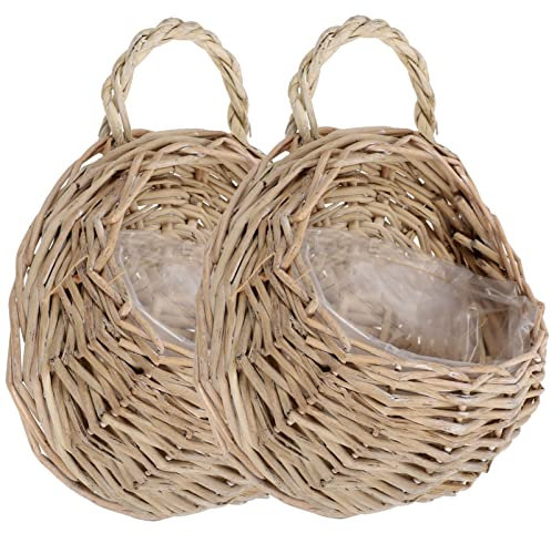 BESTonZON Hochzeitsdeko 2 Stück Wand-Pflanzgefäß Hängender Blumenkorb Weiden-Rattan-Aufbewahrungskorb Gewebte Weidenvase Hängender Blumentopf Für Garten Innen- Und Außenbereich Küchenschrank
