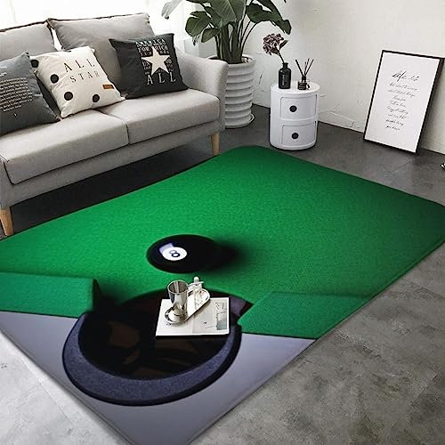 Billard-Teppich, 3D-Druck, Rug, für Wohnzimmer, Schlafzimmer, Sofa, Dekoration, Billardteppich, Schwarz / Blau / Grün