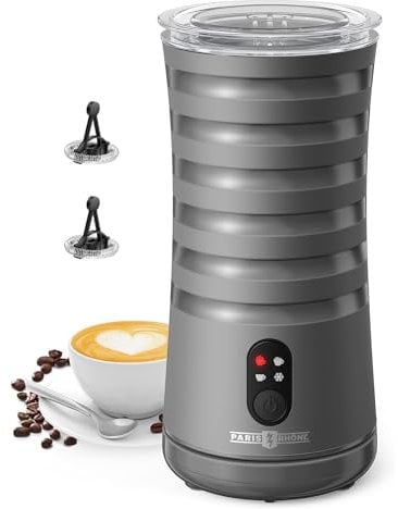 PARIS RHÔNE Milk Frother, 4-in-1 Automatic Coffee Frother, 240ml, 400w, Non-Slip Stylish, Hot & Cold Electric Milk Warmer with Temperature Control, Auto Shut-Off for Coffee, Latte, Cappuccino