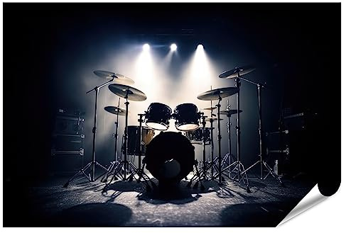 islandburner XXL Bild Poster Schlagzeug Drum Set Stage Band Spot Lighting Spotlight Kinderzimmer Premium Bilder Fotodruck JBYU-PGR