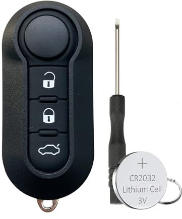 3 Buttons Car Key Fob Case For Fiat 500 key fob for Fiat Doblo Ducato Panda Punto Peugeot Citroen Brava Bravo Evo Grande Stilo Key Cover with Battery CR2032 Ring Screwdriver