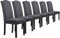 Yaheetech Lot de 6 Chaises de Salle à Manger en Tissu Haut Dossier Large Assise Confortable Ensemble de Chaises de Cuisine Pieds en Bois Massif Design Classique Garniture Boutons Bronzés Gris Foncé
