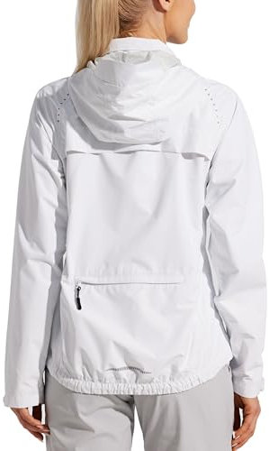 WILLIT Regenjacke Damen Wasserdicht Fahrradjacke Sommer Windbreaker Leichte Laufjacke Atmungsaktiv Wanderjacke Radjacke Trekking Windjacke Weiß XL