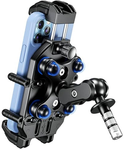 BRCOVAN Motorcycle Fork Stem Phone Mount Holder with Vibration Dampener & High-Speed Secure Lock, Anti-Theft, Heavy Duty, Adjustable Size, Big Phone Friendly, Fit for 5.4-7.2'' Cellphone