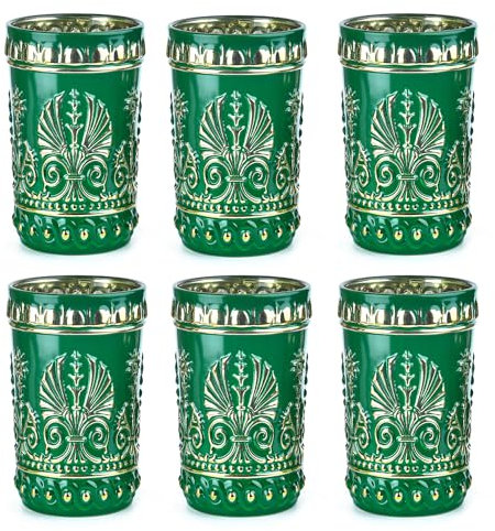 Sungmor Cristalería en relieve de estilo real, 6 vasos de agua Highball, ideales para decoración y celebración de bodas, Halloween, Acción de Gracias, fiesta de Navidad