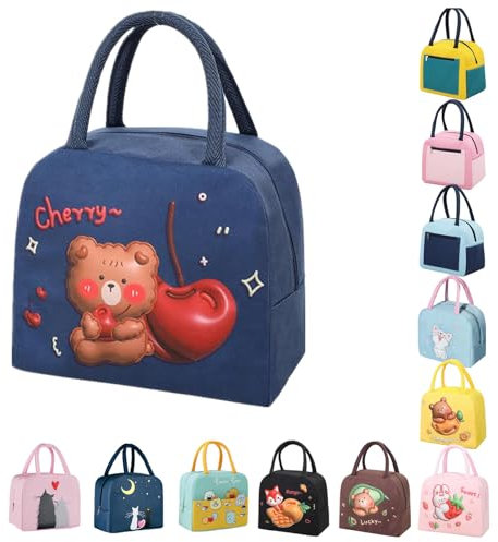 WYSUMMER Bolsa de almuerzo, bolsa de mano aislada para mujer, lonchera aislada de cartón, bolsa enfriadora, resistente al agua, organizador de almuerzo para niños y estudiantes (Cereza Marina)