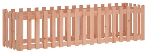 vidaXL Hochbeet, Pflanzkasten mit Lattenzaun-Design, Frühbeet Pflanzbeet für Garten Terrasse, Gemüsebeet Blumenkasten, 200x50x50 cm Massivholz Douglasie