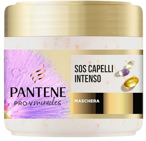 Pantene Morbidi & Setosi Maschera SOS Capelli Intenso con Biotina e Cheratina Ricostituente 300ml. Aiuta a Riparare i Capelli Secchi, Danneggiati, Trattati o Mesciati. Arricchita con 5000 Perle Pro-V