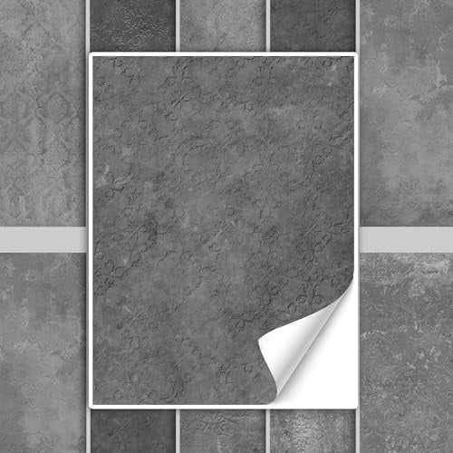 GRAZDesign Fliesenaufkleber Bad & Küche Grau Muster Textur Klebefliesen selbstklebend - 20x25cm / 10 Stück