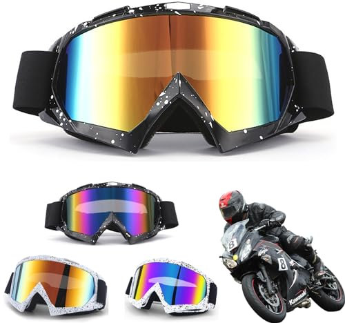 Motocross Brille, Motorradbrille, Hochwertige Motorradbrillen, Crossbrille Verspiegelt, Motorradbrille für Brillenträger, Sowohl für Damen Als Auch für Herren, Geeignet für Outdoor-Sportarten