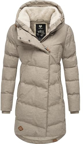 Ragwear Damen Wintermantel Pavla, wasserdichter Steppmantel, vegan | Länge: oberschenkellang | Wärmegrad 3 von 3 – wärmende Wattierung | wasserdicht & atmungsaktiv | Kapuze mit Fleecefutter