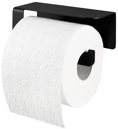 DABSTORY Toilettenpapierhalter Klopapierhalter Klorollenhalter Wandmontage WC Papier Halter Papierhalter Rollenhalter für Badzimmer und Küche Edelstahl Montage Ohne Bohren (Schwarz)