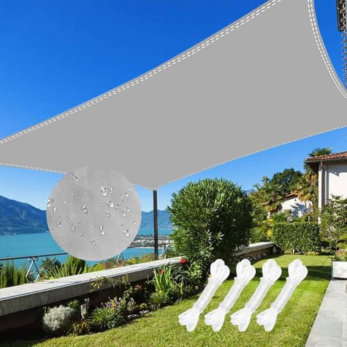 GLINKADO Vela de Sombra de 2x3m, Toldo Vela Rectangular 2x3 m, Protección Solar, Impermeable a Prueba de Viento protección UV para Patio,Jardín, Exteriores,Terraza, Balcón,Color Gris