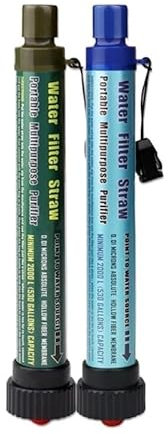 Portable Water Filter Straw - Personal Water Purifier For Hiking, Travel, Camping, Outdoor Adventures(Green blue)