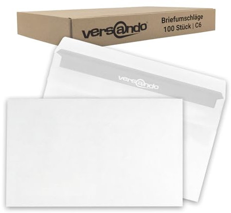 versando 100x Briefumschläge ohne Fenster C6 114x162mm weiß: selbstklebende Kuverts für Grußkarten, Rezepte, einfach verschließbar mit Sichtschutz