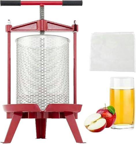 HOTAPEPU Obstweinmaschinenhandbuch Presse Für Weingut Edelstahl Korb Mit 2,4 Gallonen Und 9 L Rot Silberwein Presse ~/