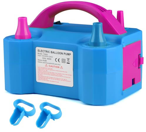 OWill Electric Balloon Pump UK,Portable Balloon Pump with Dual Nozzle Balloon Inflator (AC220-240V 600W),Balloon Machine for Fast Easy Bulk Balloons Filling (Blue)