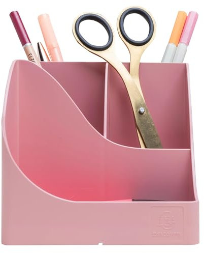 Exacompta - Réf. 69571D - 1 Pot à crayons Pen Wave Autentik rose candy - avec 5 compartiments - 4 compartiments hauts pour les grands ustensiles et 1 compartiment bas pour les petits ustensiles