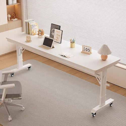 lyxamjrzyp Betttisch auf Rollen Höhenverstellbar, Mobiler Queensize Beistelltisch Bett, für Schlafzimmer und Wohnzimmer(180cm/70.8in)