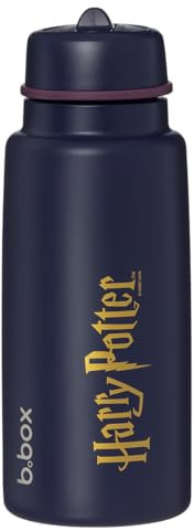 Harry Potter by b.box Triple Insulated Kids Water Bottle with Stainless Steel Straw, Keeps Drinks Cold for up to 46 Hours, Flip Top Spill Proof Cup with Lid and Straw for Travel