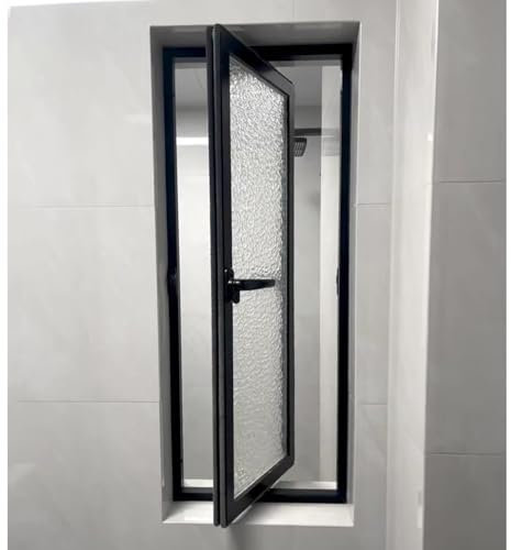 ventanas aluminio Ventana de Sótano Personalizable con Vidrio Templado, Ventanas de Ventilación de Reemplazo Grandes / Pequeñas para Baños, Ventana giratoria de 360° con manilla bloqueable(65x80cm/25.