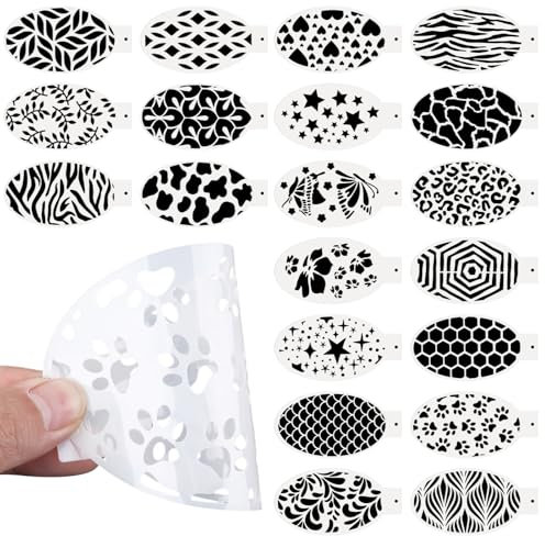 20 Stück Tattoo Schablonen Kinder,Wiederverwendbare Gesichtsfarbe Schablonen Kit,Schablonen Kinderschminken Gesicht,Schminkschablonen,Tattoo Design Werkzeuge für Maskerade Halloween Urlaub Körperbemal