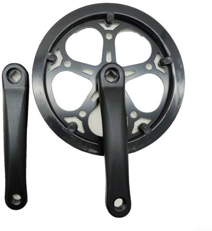 Feegow Juego de bielas para bicicleta de montaña 52T con plato de 170 mm, bielas de una sola velocidad, piñón con disco protector (negro)