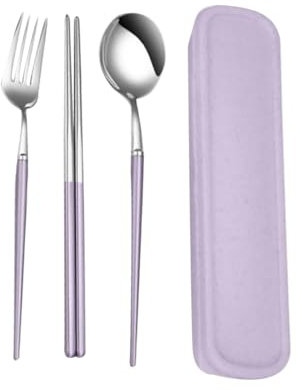 CHICAMPERA Set Da 3 Pezzi Posate in Acciaio Inossidabile Kit Custodia Per Bacchette Cucchiaio Utensili Da Campeggio Utensili Da Cucina