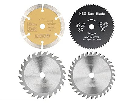 KSeSii Lame de scie TCT 89x10mm disque de coupe en bois lame de scie circulaire à pointe de carbure for outils de travail du bois de coupe en plastique PVC(4pcs Set)