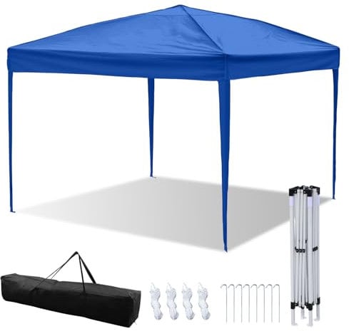 Hebitod Pavillon 3x3 Wasserdicht Stabil Winterfest,Pop Up Gazebo Pavillo，Faltpavillon mit Tasche，partyzelt UV-beständig，Pavillion pergola für Camping Festival Party, blau