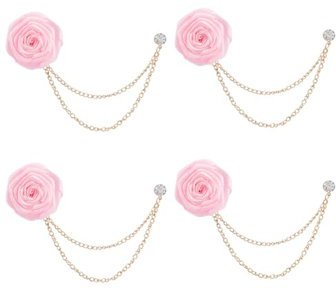 SUPERFINDINGS 6PCS Broches Fleur Épingles de Revers Homme Broches Marié Rose Broches Satin de Revers Mariage pour Costume Homme Bijoux Marié Mariage