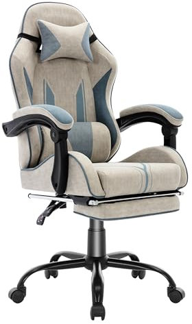 ROYALJOBO Gaming Chair for Kids Computer Chair with Footrest and Lumbar Support,Ergonomic Cute Gamer Chair, Racing Reclining PC Game Chairs for Girl,Teen,Kids, grey