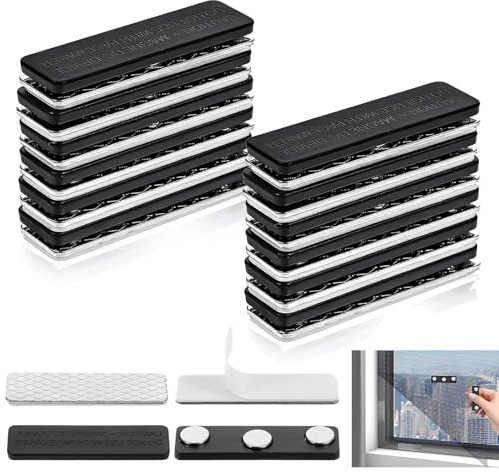 Xiuyer Magnete für Fliegengitter Fenster, 12 Paare Vorhang Magnete Magnetischer Vorhangverschluss Verdunkelungsrollo Zubehör Selbstklebende Clips für Jalousien Fensterscheiben Namensschilder Halter