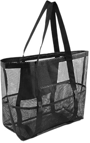 Mesh Beach Bag – Sand Resistant Tote, Multi Pocket Organizer, Large Carry