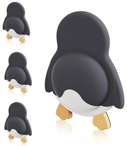 Set mit 4 Türstoppern, türstopper wand, türschutz, wiederverwendbar, aus Silikonmaterial(Pinguin-Design).