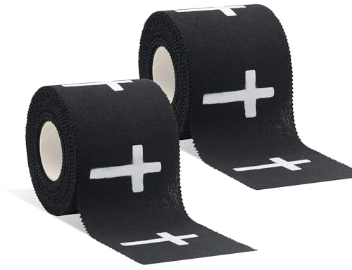 Christian Athletic Tape mit Kreuz, 5,1 cm x 7,9 m, selbstklebende Bandage, Baumwolle, athletisches Sportband für Handgelenk, Baseball, Fußball, Gymnastik, Verletzungen, Schwarz, 2 Rollen