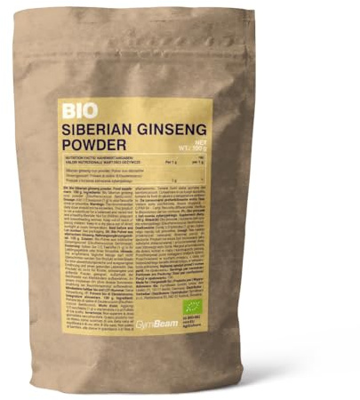 GymBeam Bio Sibirischer Ginseng Pulver - Unterstützt mentale & körperliche Energie, Siberian Ginseng, Eleutherococcus Senticosus, Bio Pflanzenpulver aus Ostasien, 100g