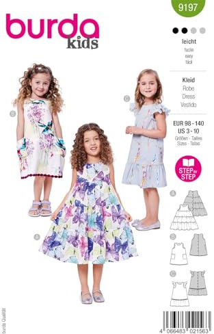 burda kids Papier-Schnittmuster Mädchen Sommerkleider #9197 Gr. 98-140 Nählevel: leicht
