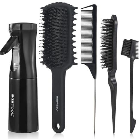 BESTOOL Curly Hair Brush with 200ml Hair Spray Bottle, Slick Back Brush Set | Curl Brush for Women Men Shaping Natural Curls, Perfect for Styling, Grooming, and Detangling