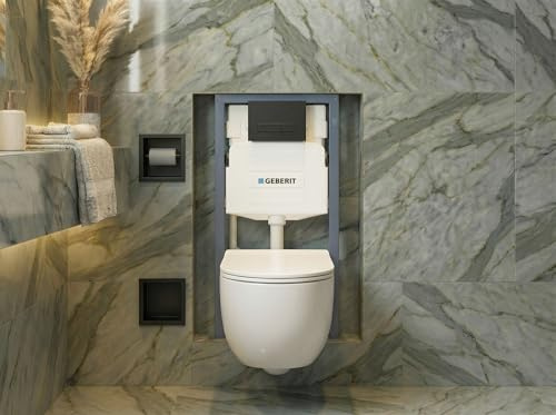 MEGA PACK: Vorwandelement Duofix + Toilette Slim Soft-Close ROLO Weiß + Matte + Wallbox und Platte in Schwarz